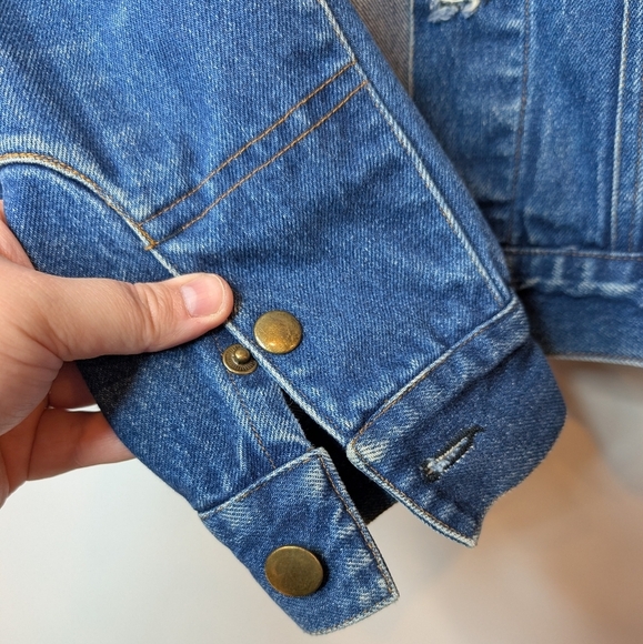 Vintage Saddlery Western Short Denim Button Down Jean Jacket Mens Small - Picture 6 of 13